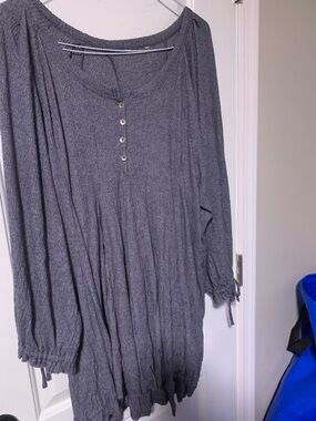 Grey Women's Henley Tunic Top